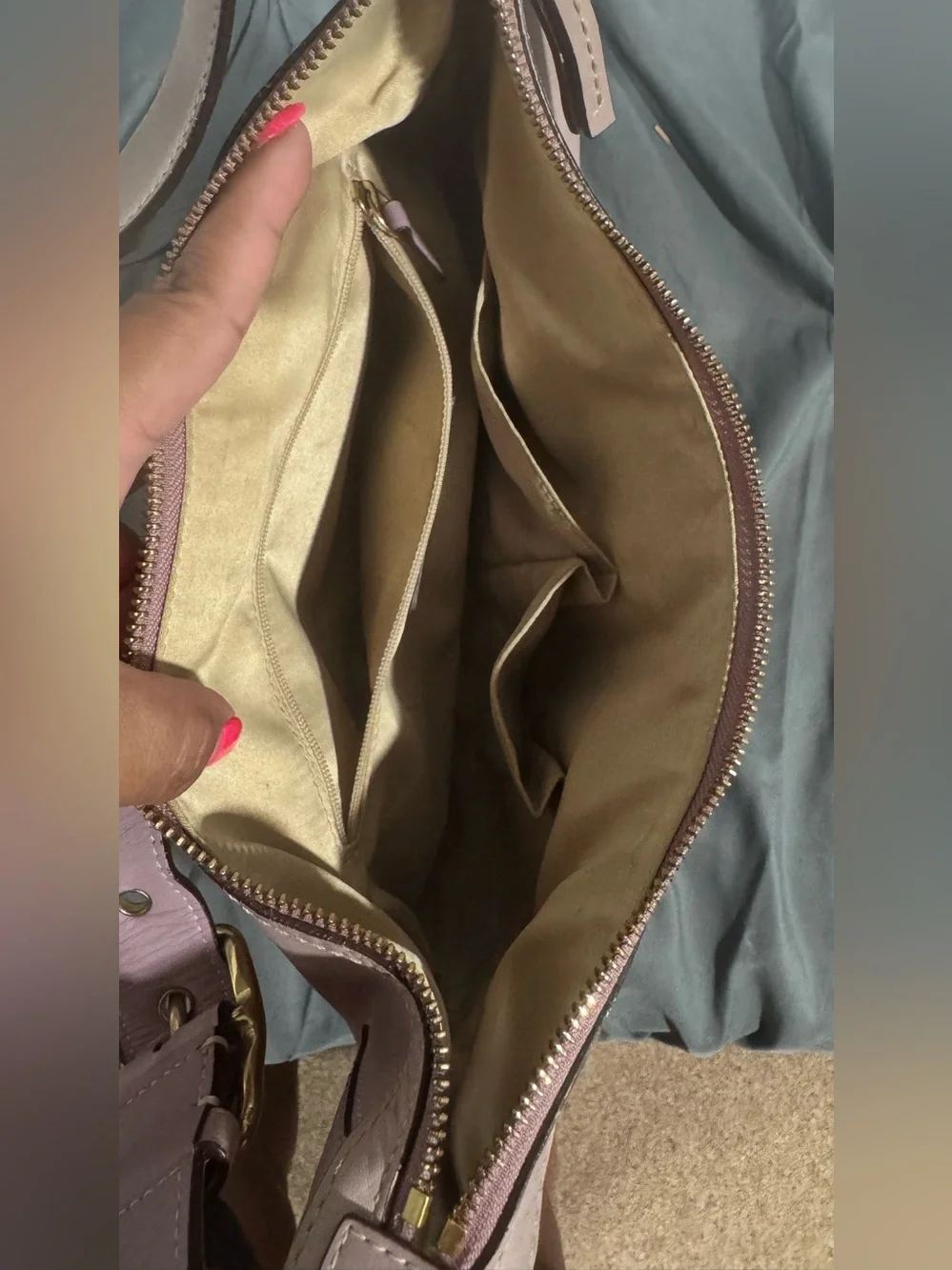 Coach Lilac Vintage Hampton Leather Hobo with Gold Hardware